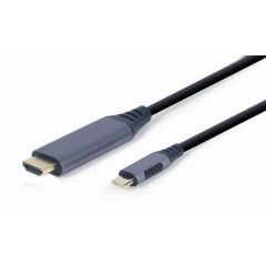 Cable Type-C to HDMI - 1.8m - Cablexpert CC-USB3C-HDMI-01-6, 1.8m, USB Type-C to HDMI display adapter cable, Supported resolutions: HDMI up to 4K at 60 Hz, Space Grey
