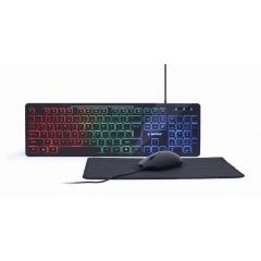 Gembird KBS-UML-01, 3-in-1 backlight desktop set, US layout, Black