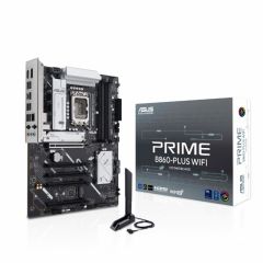 ASUS PRIME B860-PLUS WIFI, Socket 1851, Intel® B860 (Ultra 2 Series CPU), CPU graphics, HDMI, DP, Dual 4xDDR5-8666, 5xPCIe X16 5.0, 4xSATA3, RAID, 2xM.2 5.0, 1xPCIe X1, Realtek 7.1 HDA, 2.5GbE LAN, WiFi6E/BT, 1xUSB-C3.2 Gen2x2, 2xUSB3.2Gen2, 4xUSB3.2(1C+3