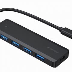 Gembird UHB-CM-U3P4P-01, USB Type-C 4-port USB-A hub 3.1 (Gen 1), black