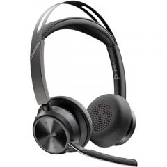 Poly Voyager Focus 2-M Microsoft Teams Certified stereo Bluetooth Headset with charge stand, Noise-cancelling dual-mic + AcousticFence technology, 3 levels of advanced hybrid ANC, up to 25 hours of wireless talk time, comfortable headband & ear cushions, 