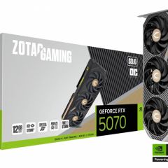 ZOTAC GeForce RTX™ 5070 SOLID OC  12GB GDDR7, 192bit, 2542/28000Mhz, Blackwell/DLSS4, PCIeX16 5.0, 2-slot, SFF-Ready, 1xHDMI, 3xDP, BladeLink Fans, Triple Fan / IceStorm 2.0, Active Fan Control/FREEZE Fan Stop/Dual Bios, SPECTRA2.0 RGB Lightning, Metal Ba