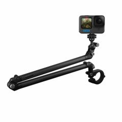 GoPro Boom + Bar Mount, Includes 2 carbon fiber arms, Ball-Joint Camera Mount, Pro Handlebar/Seatpost/Pole Mount, 5 Bar/Post Adapters, Curved+Flat Adhesive Mounts,mounting buckle, triangulation support slider,4mm hex key,2 extra hex screws,hex key storage