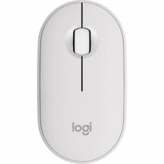 Logitech Wireless Pebble Mouse 2 M350s Tonal White, Slim, compact Bluetooth mouse with a customizable button, 400-4000 dpi, Nano receiver, Multi-device pairing, Silent click