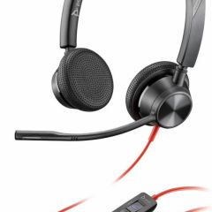 Poly Blackwire 3325-M Stereo USB-A Headset, 3.5 mm, Microsoft Teams Certified, Microphone noise-canceling, SoundGuard, DSP, Receive output from 80 Hz–20 kHz, Microphone 100 Hz–10 kHz, Call answer/ignore/end/hold, redial, mute, volume +/-, CABLE LENGTH 215