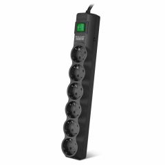 Surge Protector SVEN SF-06E-16, 6 Sockets, Children protection, Varistor protection, NON-FLAMMABLE, 3680W, 5.0m, Black