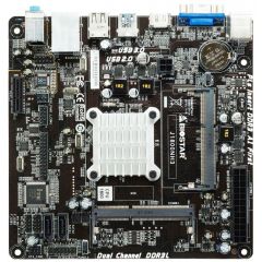 BIOSTAR J1800NH3, MB + CPU onboard: Dual-core Celeron J1800 (2.41-2.58GHz), Dual 2x SO-DIMM DDR3L-1333 (up to 16GB), Intel HD graphics, VGA, HDMI, 2xSATA2, 1xPCIe X1, ALC662 HDA, COM & LPT Header, 1xGbE LAN, 1xUSB3.0, 6xUSB 2.0, Mini-ITX