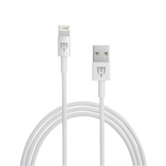 КАБЕЛЬ ДЛЯ ШЛЕМА USB - LIGHTNING BASIC 2.1A 1М, БЕЛЫЙ