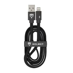 КАБЕЛЬ ДЛЯ ШЛЕМА USB LIGHTNING KEVLAR FLAT 2.1A 1М, ЧЕРНЫЙ