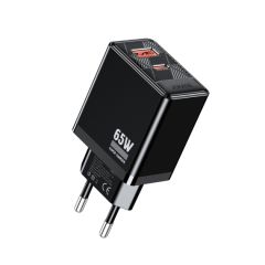 НАСТЕННОЕ ЗАРЯДНОЕ УСТРОЙСТВО JOKADE 1*USB-A+1*TYPE-C 5A, 65 ВТ JB089, ЧЕРНЫЙ