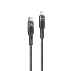 YESIDO ALUMINIUM CABLE ALUMINIUM SERIES TYPE-C TO TYPE-C 3A 3A 60W 1.2M, BLACK