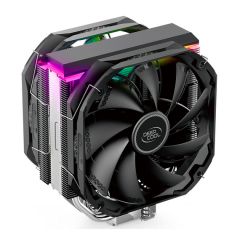 Кулер DEEPCOOL "AS500 PLUS", со светодиодной лентой A-RGB, LGA2066/2011/1851/1700/1200/115x & AM5/AM4, до 220 Вт, 2 вентилятора: TF140S PWM 140х140х25 мм, 500~1200 об/мин, 19.2 ~31.5 дБ(A), 70.81 CFM, 4-pin, ARGB LED Controller в комплекте, Fluid Dynamic