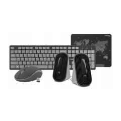 NATEC БЕСПРОВОДНАЯ КОМБИНИРОВАННАЯ КЛАВИАТУРА+МЫШЬ+КЛАВИАТУРА+КОЛОНКИ TETRA, ЧЕРНЫЙ/СЕРЫЙ