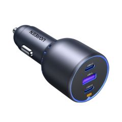 UGREEN АВТОМОБИЛЬНОЕ ЗАРЯДНОЕ УСТРОЙСТВО 2*TYPE-C+1*USB-A АЛЮМИНИЙ 3A 75W, СЕРЫЙ