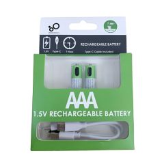 ПЕРЕЗАРЯЖАЕМЫЕ ЛИТИЙ-ИОННЫЕ USB-C АККУМУЛЯТОРЫ AAA 400MAH, 2ШТ С КАБЕЛЕМ 2IN1 TYPE-C