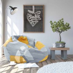 Fotoliu puf Bean-Bag Ball Grey-Yellow