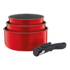 AMBITION, SET OF 3 POTS WITH REMOVABLE HANDLE, JASPER, 16, 18, 20 CM, ALUMINIUM