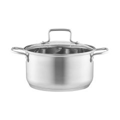 AMBITION, POT WITH GLASS LID, HUGO, 20 CM , 3 L, SODOLIME STEEL