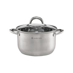 AMBITION, POT WITH GLASS LID, SOLAR, 22 CM, STAINLESS STEEL