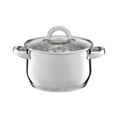AMBITION, POT WITH GLASS LID, BERRY, 18 CM, STAINLESS STEEL, TEMPERED GLASS