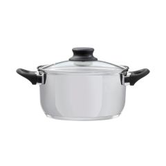DOMOTTI, POT WITH LID, LIMA, 20 CM, 3.6 L STAINLESS STEEL, TEMPERED GLASS