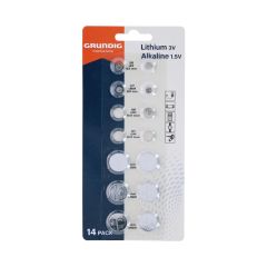 GRUNDIG SET BATTERY BUTTONCELL AG3/4/12/13 CR2016/2025/2032 14PCS BLISTER
