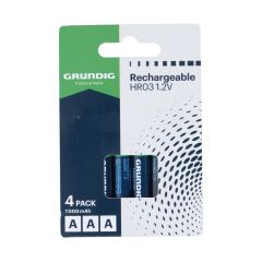GRUNDIG RECHARGEABLE BATTERY AAA/LR6 1000MAH 1.2V 4PCS PACK SHRINK