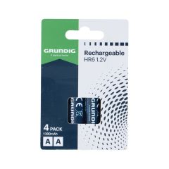 GRUNDIG RECHARGEABLE BATTERY AA/LR6 1300MAH 1.2V 4PCS PACK SHRINK
