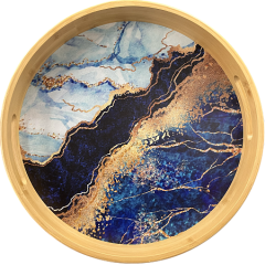 TAVA ROTUNDA CU MINERE DIN BAMBUS CU PRINT, 38 X 38CM, EUROGOLD