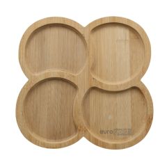PLATOU PETALE DIN BAMBUS CU 4 COMPARTIMENTE, 22 X 22CM, EUROGOLD