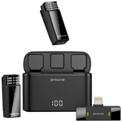 MICROPHONE WIRELESS PROOVE RECORD LIGHTNING (2 MIC),BLACK
