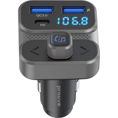 CAR CHARGER PROOVE FM LAUNCHER LUXOR SE 36W (PD+QC3.0) TYPE-C+USB GRAY