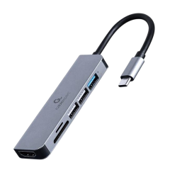 DOCKING STATION GEMBIRD A-CM-COMBO6-02, IN: TYPE-C, OUT: USB3.1, 2*USB2.0,...