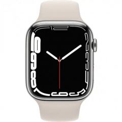 Series 7 GPS + Cellular 45mm Silver Stainless Steel Case with Starlight Sport Band ( MKJV3)