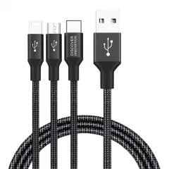Cablu incarcare si sincronizare Nillkin Swift, Micro-USB/Type-C/Lightning, USB Type-A/Micro USB, Type-C, Lighting, 1,5m, Negru