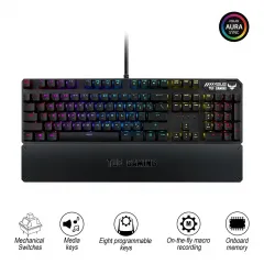 Клавиатура ASUS TUF Gaming K3, Проводное, Металлический Серый