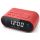 DUAL ALARM CLOCK RADIO MUSE M-10 RED, 0.6 INCH WHITE LED DISPLAY, DIMMER (HIGH/LOW/OFF), PLL RADIO WITH 20 FM PRESET STATIONS, WAKE UP BY RADIO OR BUZ