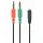 AUDIO ADAPTOR CABLEXPERT CCA-418, 3.5MM 4-PIN (F) - 2X3.5MM 3-PIN (M), 0,2M, NEGRU