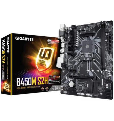 Placa de baza Gigabyte B450M S2H, AM4, AMD B450, Micro-ATX