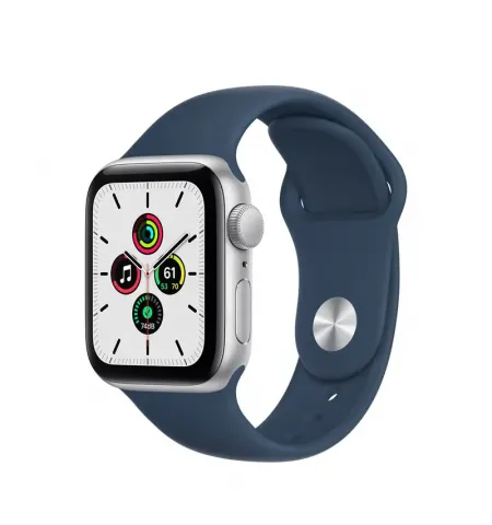 Ceas inteligent Apple Watch SE MKNY3, 40mm, Carcasa din aluminiu cu banda sportiva Abyss Blue