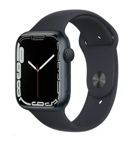 Умные часы Apple Watch Series 7 GPS MKN53, 45мм, Алюминиевый корпус Midnight Black со спортивным ремешком