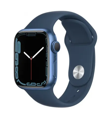 Ceas inteligent Apple Watch Series 7 GPS, 41mm, Carcasa din aluminiu cu banda sport Abyss Blue