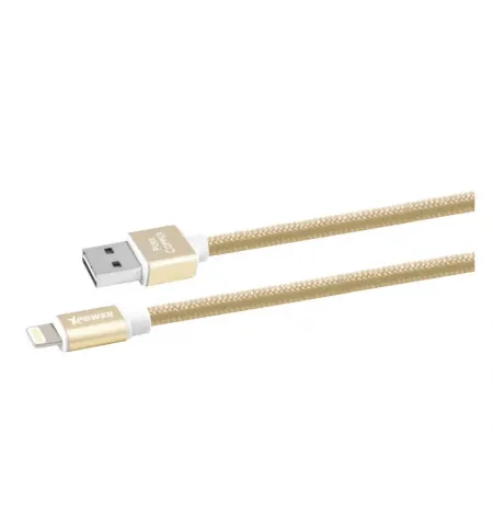 Cablu incarcare si sincronizare Xpower Lightning cable Nylon, USB Type-A/Lightning, 1m, Auriu