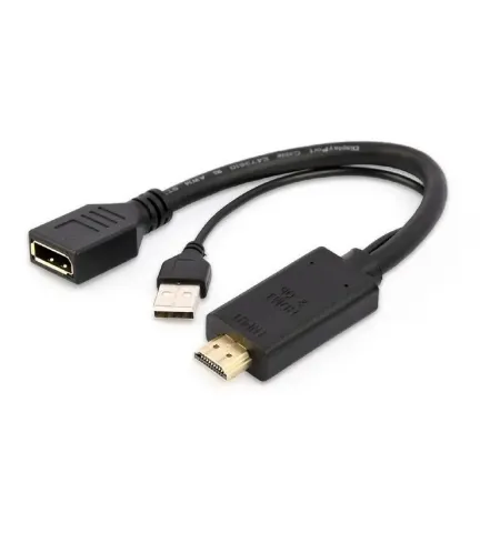 Adaptor Video Cablexpert A-HDMIM-DPF-01, HDMI (M) - DisplayPort, USB Type-A, 0,1m, Negru