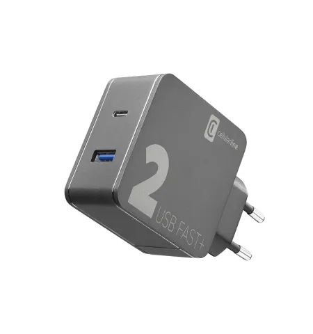 Зарядное устройство Cellularline USB-C, QC3.0 Charger 36W, 36Вт, Чёрный