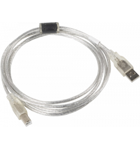 Cable USB AM-BM  1.8m LANBERG  (print)  with Ferrite core Transparent  CA-USBA-12CC-0018-TR