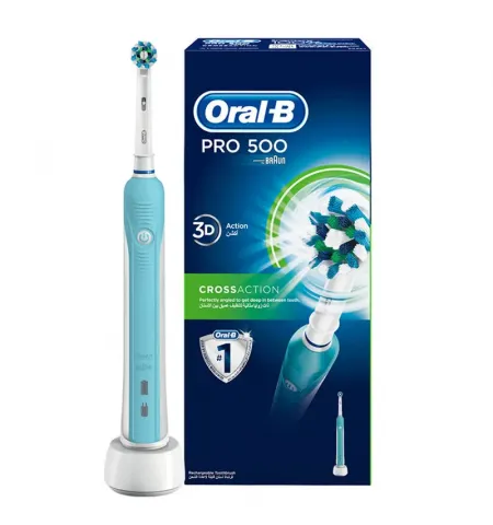 Электрическая зубная щетка Oral-B PRO 500 3D, Белый Синий