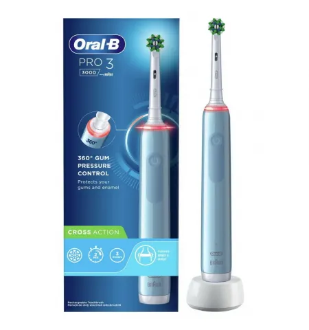 Periuta de dinti electrica Oral-B Pro 3 3000 CrossAction, Albastru