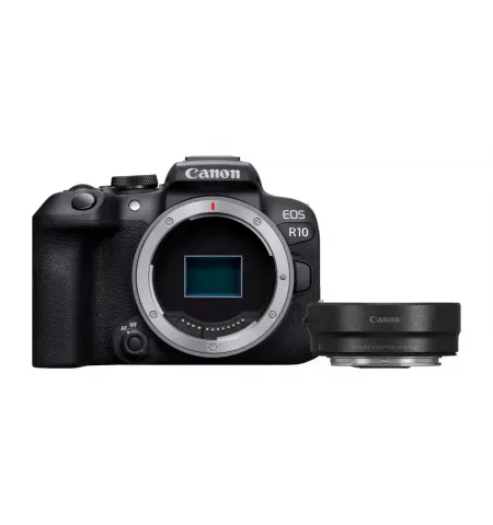 Беззеркальный фотоаппарат Canon EOS R10 Body & Adapter, Чёрный
