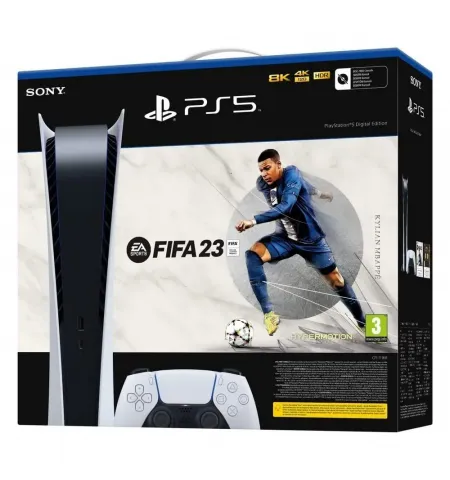 Игровая консоль SONY PlayStation 5 Digital Edition, Белый, "Fifa 23" (Ваучер)